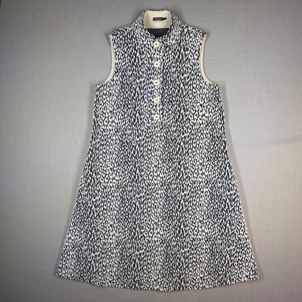 J.McLaughlin Womens Lacey Swing Dress Cheetah Jacquard Black White Size Small